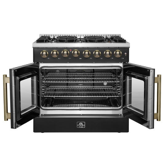 Forno Galiano 36-inch Freestanding French Door Dual Fuel Range Black