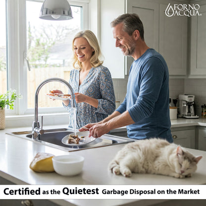 FORNO ACQUA BrightDIAMOND Black Onyx 1HP Super Quiet Garbage Disposal Corded with Motion Sensor Cabinet Light & Pre-Wired Air Switch