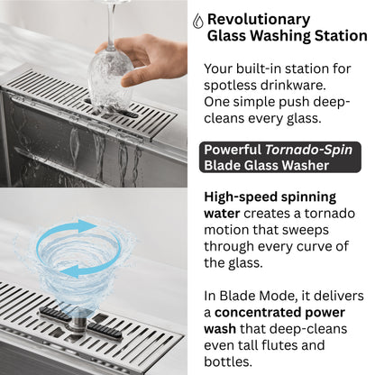 FORNO ACQUA 33 in. Drop-In/Undermount 3-Level MultiSINK Workstation Sink with Waterfall Faucet & Glass Rinser