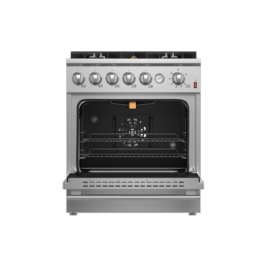 FORNO Giovanni 30-inch Gas Range Stainless Steel, 5 Burners 67,000 BTU, 4.32 cu.ft. Convection Oven