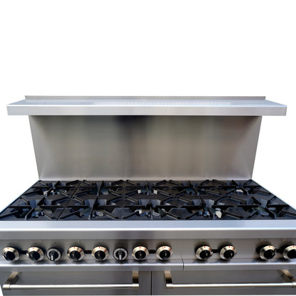 Forno Commerciale 60 Inch Stainless Steel Gas Range, 10 Burners 300,000 BTU Total, 9.3 cu.ft. Ovens