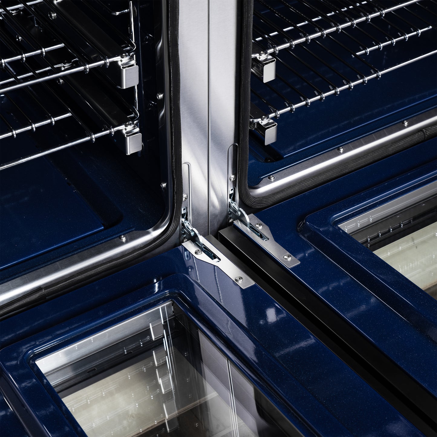 Forno Massimo 48 Inch Freestanding Dual Fuel Range in Black with Antique Brass Accessories, 8 Burners, 6.58 cu. ft. Convection Oven