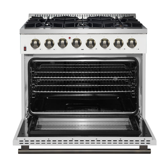 Forno Galiano 36" Freestanding Dual Fuel Range in White