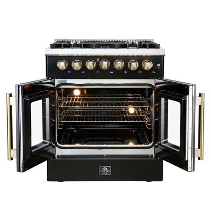 Forno Galiano 30-inch Freestanding French Door Dual Fuel Range Black