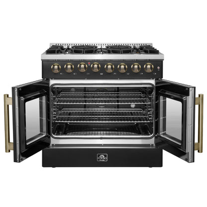 Forno Galiano 36-inch Freestanding French Door Dual Fuel Range Black