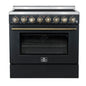 Forno Paolo 36 Inch Black Freestanding Electric Range, Stainless Steel, 5.44 cu.ft, True Convection Oven, Energy Efficient