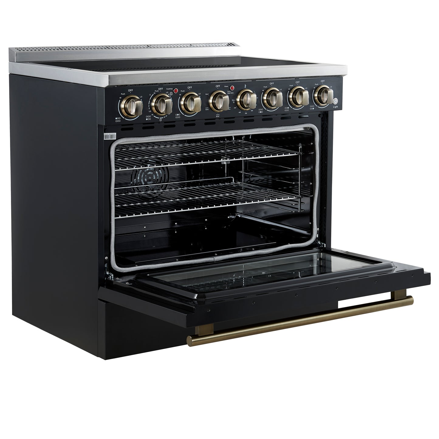 Forno Paolo 36 Inch Black Freestanding Electric Range, Stainless Steel, 5.44 cu.ft, True Convection Oven, Energy Efficient