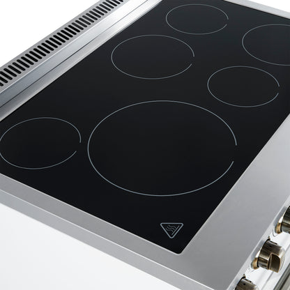 Forno Paolo 36 Inch White Freestanding Electric Range, Stainless Steel, 5.44 cu.ft, True Convection Oven, Energy Efficient