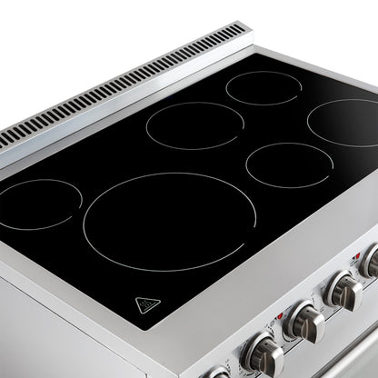 Forno Paolo 36 Inch Freestanding Electric Range, Stainless Steel, 5.44 cu.ft, True Convection Oven, Energy Efficient