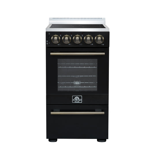 Forno Pallerano 20 Inch Freestanding Electric Range in Black, Canada Version, Plug and Cord Included