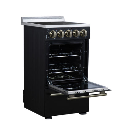 Forno Pallerano 20 Inch Freestanding Electric Range in Black, Canada Version, Plug and Cord Included