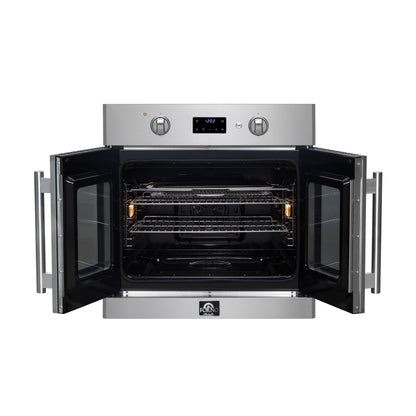 Forno Asti 30-Inch French Door Electric Wall Oven in Stainless Steel, 3.68 cu. ft. True Convection, 3,600W, Air Fry, Sous Vide, Self-Clean