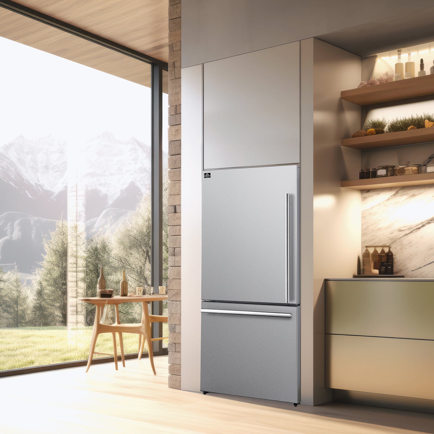 FORNO Premium 3-Piece Kitchen Bundle - 30" Gas Range, Bottom Freezer Refrigerator, Built-In Dishwasher, Stainless Steel - FBDL-012-01CAUS