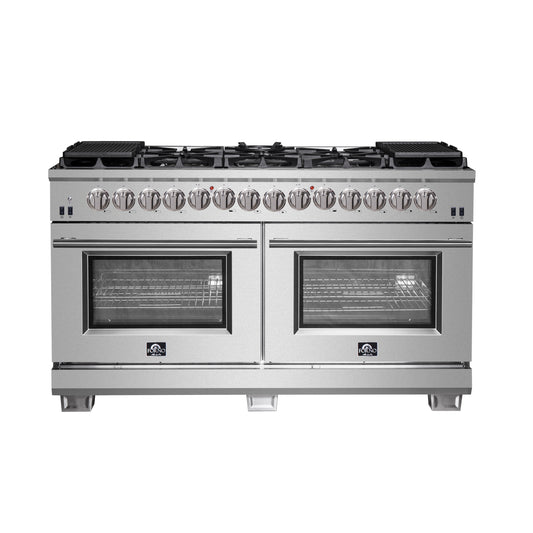 Forno Capriasca 60-Inch Freestanding Dual Fuel Range, 10 Burners, True Convection Oven