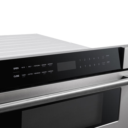 Forno Capoliveri 30-Inch Microwave Drawer, Stainless Steel, 1.2 cu.ft, 1500 Watts, Built-In, Touch Control LCD Display, Auto-Touch Open/Close, 11 Power Levels, Sensor Cooking