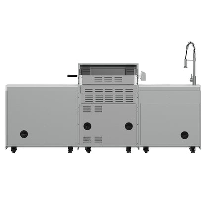 FORNO Bulnes 30-Inch BBQ, 60,000 BTU, 3 Burners with Sear & Rotisserie Infrared Burners, Stainless Steel Outdoor Kitchen with 1.8 cu.ft. Beverage Center & White Sintered Stone Countertops