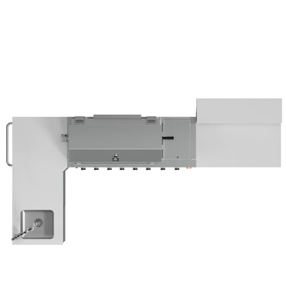 FORNO Bulnes 40-Inch BBQ, 95,000 BTU, 5 Burners, Sear & Rotisserie Infrared with Side Burner, Stainless Steel Outdoor Kitchen with 1.8 cu.ft. Beverage Center & White Sintered Stone Countertops