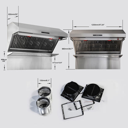 Forno Savona 48-Inch Wall Mount Range Hood, Baffle Filters, Backsplash Included