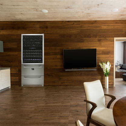 Forno Capraia 30-Inch Dual Temperature Zone Wine Cooler, Up to 144 Bottles, Two Refrigerated Drawers, Adjustable Temperature Zones