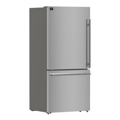 Forno Milano 2-Piece 62-Inch Freestanding Dual Bottom Freezer Refrigerator, Stainless Steel – 34.4 cu.ft, Touch Control, Ice Maker