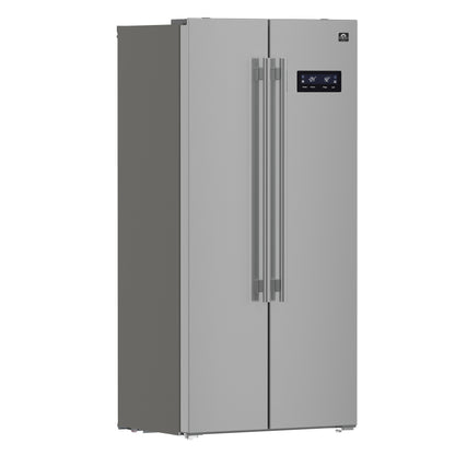 Forno Salerno 33-Inch Side-by-Side Stainless Steel Refrigerator, 15.6 cu.ft, ENERGY STAR Certified