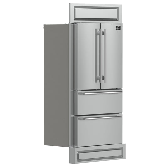 Forno Moena 40-Inch French Door Refrigerator, Stainless Steel, 19.2 cu.ft, Modern Decorative Grill, ENERGY STAR Certified