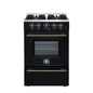 Forno Breno 24 Inch Freestanding Gas Range in Black with Antique Brass, Compact Design