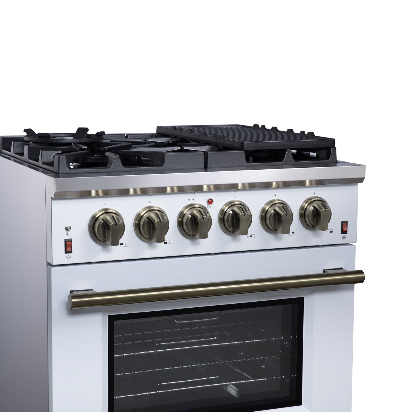 Forno Massimo 30-Inch White Freestanding Gas Range, 5 Burners, True Convection Oven