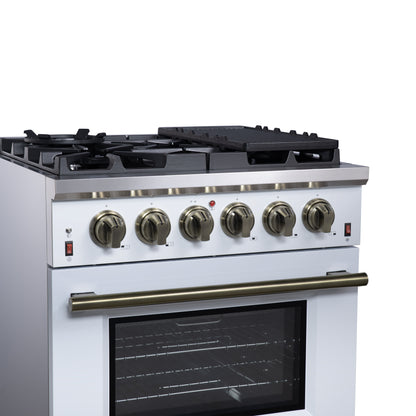 Forno Massimo 30-Inch White Freestanding Gas Range, 5 Burners, True Convection Oven