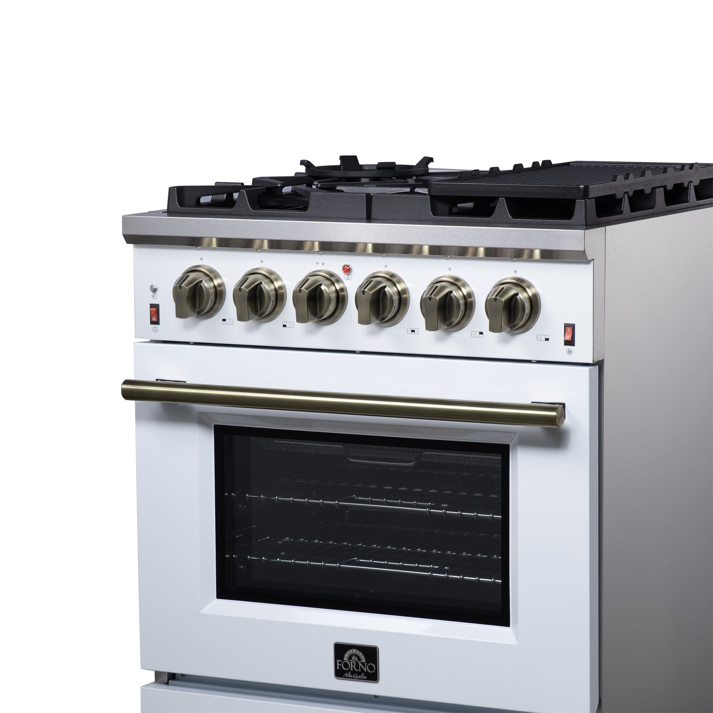 Forno Massimo 30-Inch White Freestanding Gas Range, 5 Burners, True Convection Oven