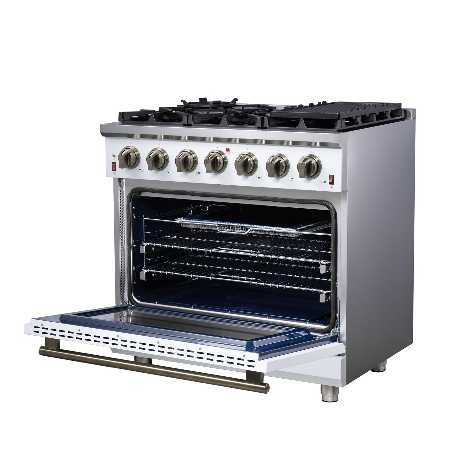 Forno Massimo 36-Inch White Freestanding Gas Range, 6 Sealed Burners, Convection Oven, Energy Efficient