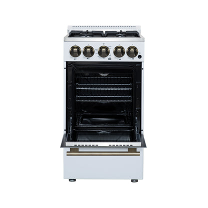 Forno Lamazze 20 Inch Freestanding Gas Range in White, Compact Design
