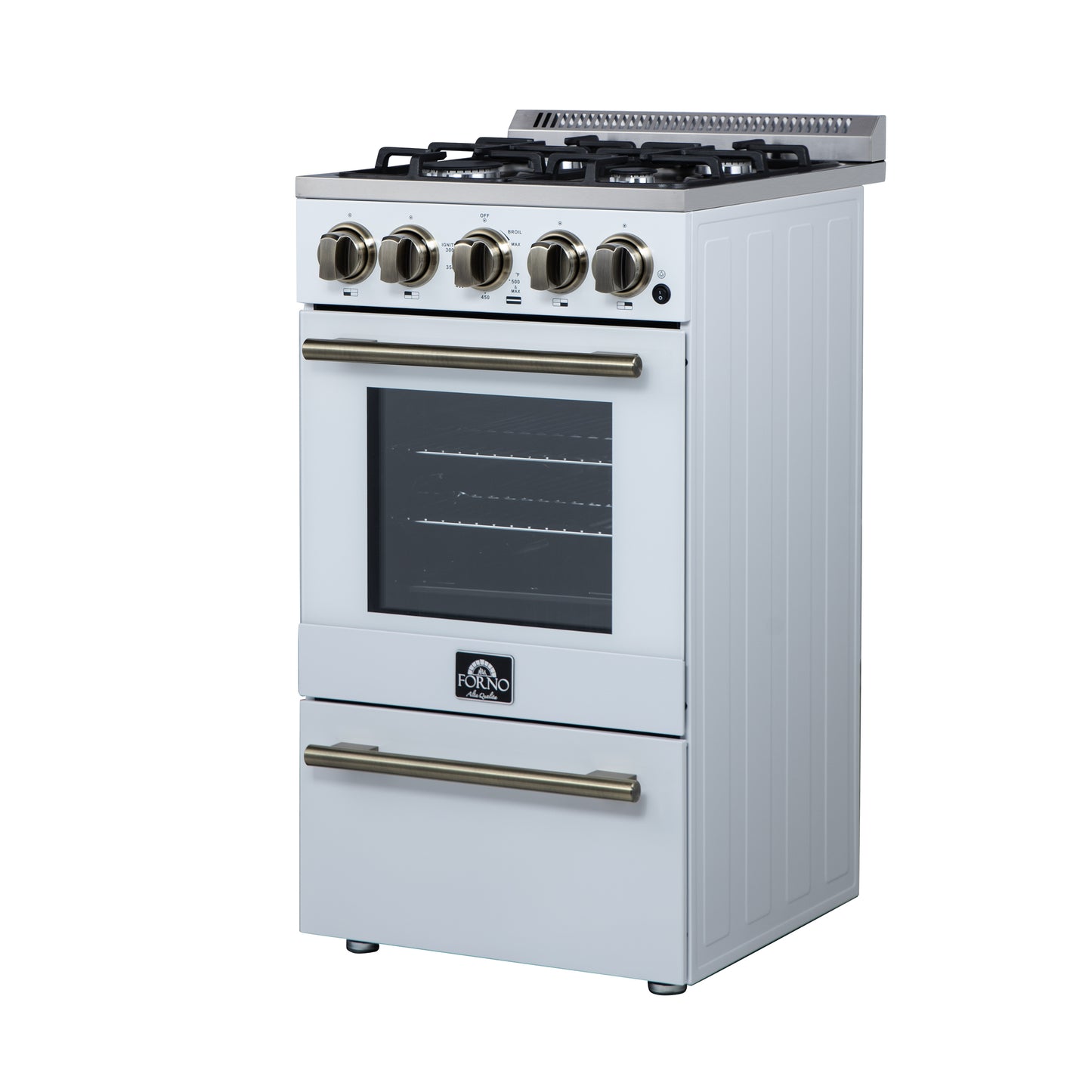 Forno Lamazze 20 Inch Freestanding Gas Range in White, Compact Design