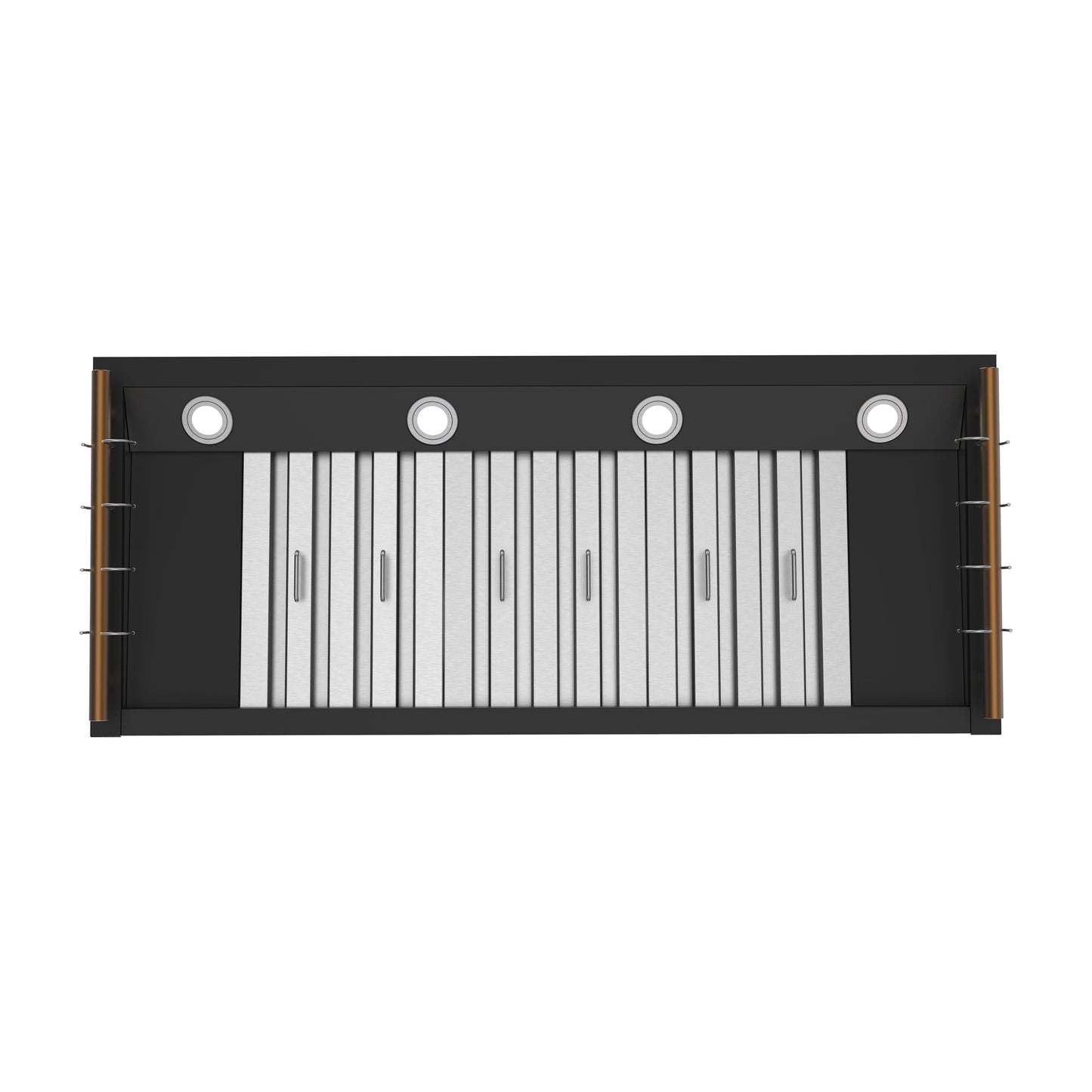 Forno Venezia 48 Inch Wall-Mounted Range Hood in Black with Antique Brass Accessories, Touch Controls and Baffle Filters