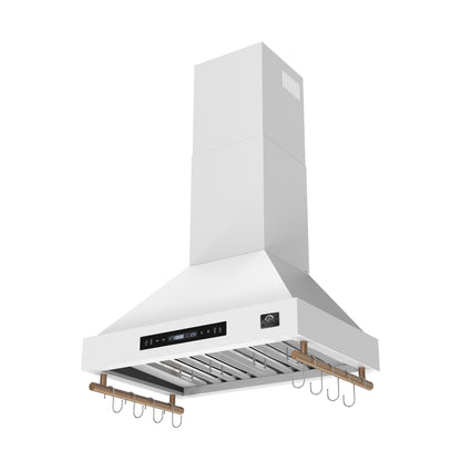 Forno Venezia 30 Inch Wall-Mounted Range Hood in White with Touch Controls and Baffle Filters