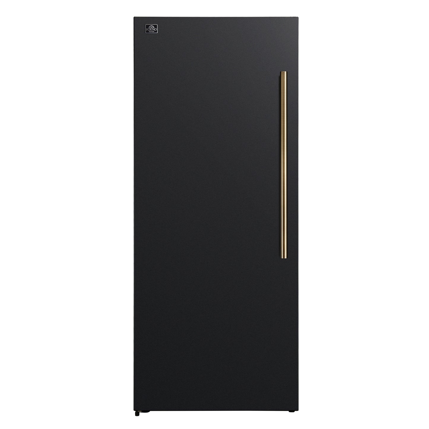 Forno Maderno 28-Inch Convertible Upright Freezer/Refrigerator in Black with Antique Brass Handle, 13.6 cu.ft., Left Swing