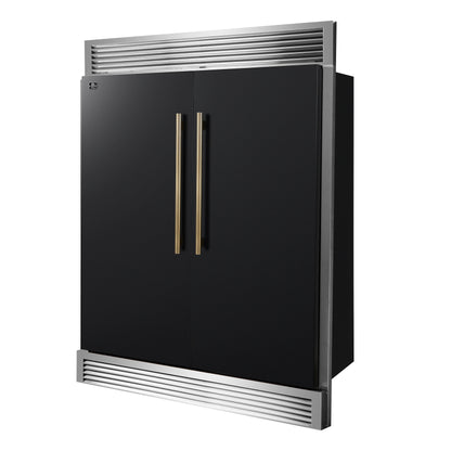 Forno Maderno 2-28-Inch Wide Convertible Refrigerator/Freezer in Black, Decorative Trim Grill, 27.2 cu.ft, 84-Inch High, ENERGY STAR Certified