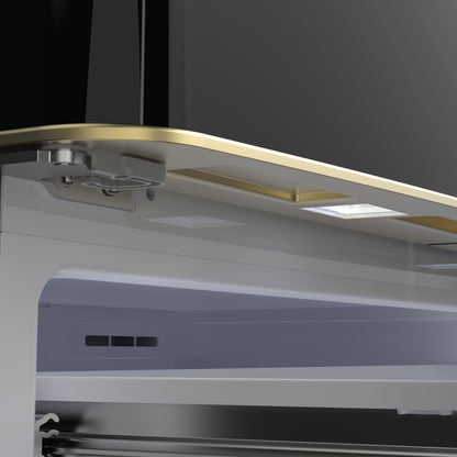 Forno Luigi 33-Inch French Door Refrigerator, 18 cu.ft, Black Finish, Antique Brass Handles, ENERGY STAR Certified