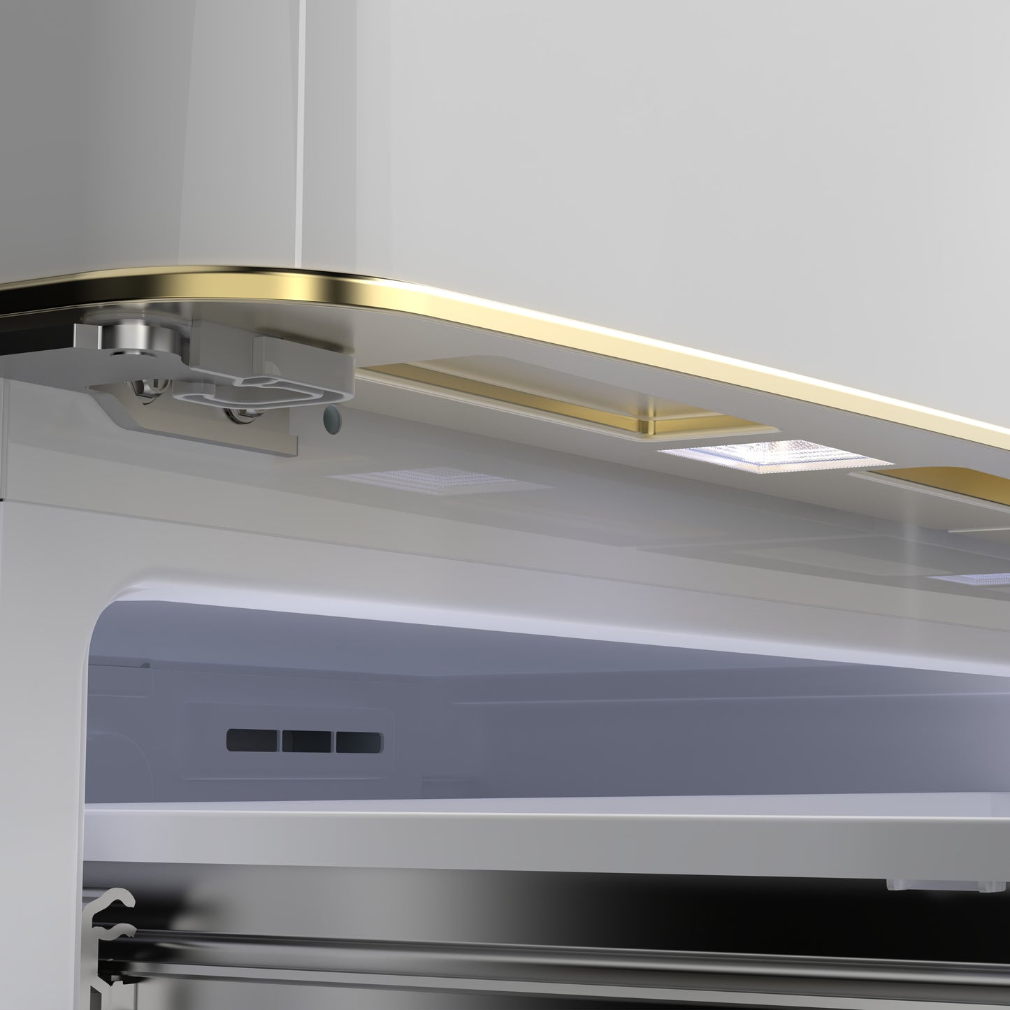 Forno Luigi 33-Inch French Door Refrigerator, 18 cu.ft, White Finish, Antique Brass Handles, ENERGY STAR Certified