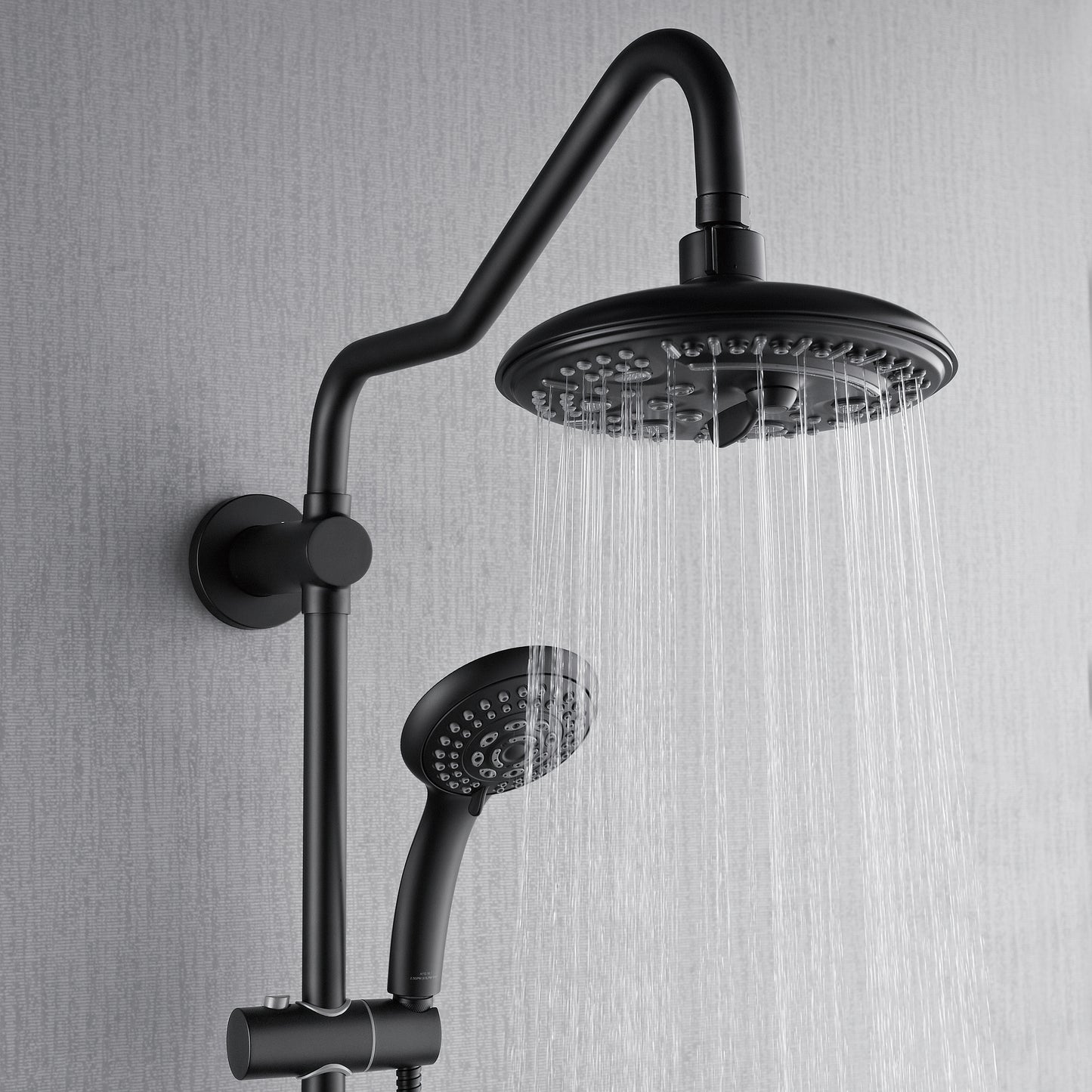 Forno Acqua AcquaSPA Retrofit Shower, Overhead Rainfall, 8 Inch Shower Head, Handheld Shower Head, Body Jets, 6 Way Diverter, Matte Black Finish, 2.5 GPM Flow Rate