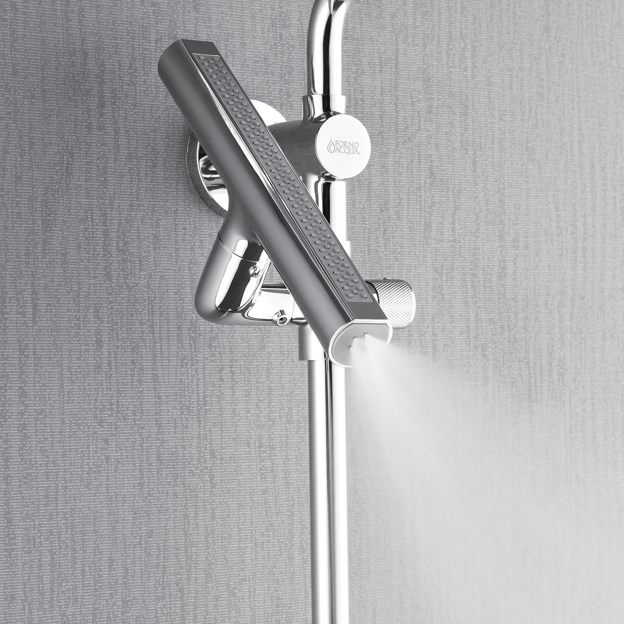 Forno Acqua AcquaFALL Shower, Polished Stainless Steel Finish, Overhead Rainfall Shower, Handheld Shower Head, Body Jets, 2.5 GPM Flow Rate