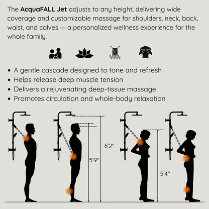 Forno Acqua AcquaFALL Shower, Polished Stainless Steel Finish, Overhead Rainfall Shower, Handheld Shower Head, Body Jets, 2.5 GPM Flow Rate