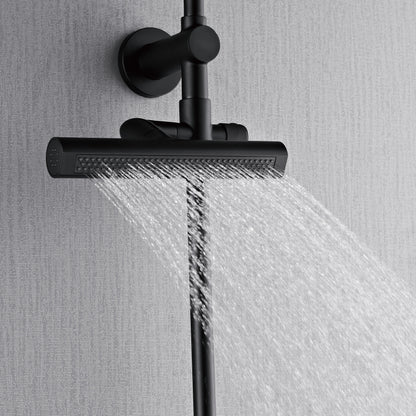 Forno Acqua AcquaFALL Shower, Matte Black Finish, Overhead Rainfall Shower, 7 Way Diverter, Handheld Shower Head, Body Jets, 2.5 GPM Flow Rate