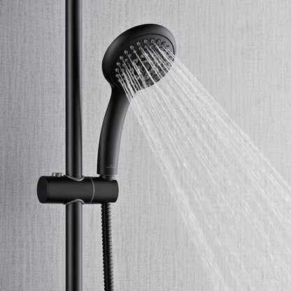 Forno Acqua AcquaFALL Shower, Matte Black Finish, Overhead Rainfall Shower, 7 Way Diverter, Handheld Shower Head, Body Jets, 1.8 GPM Flow Rate