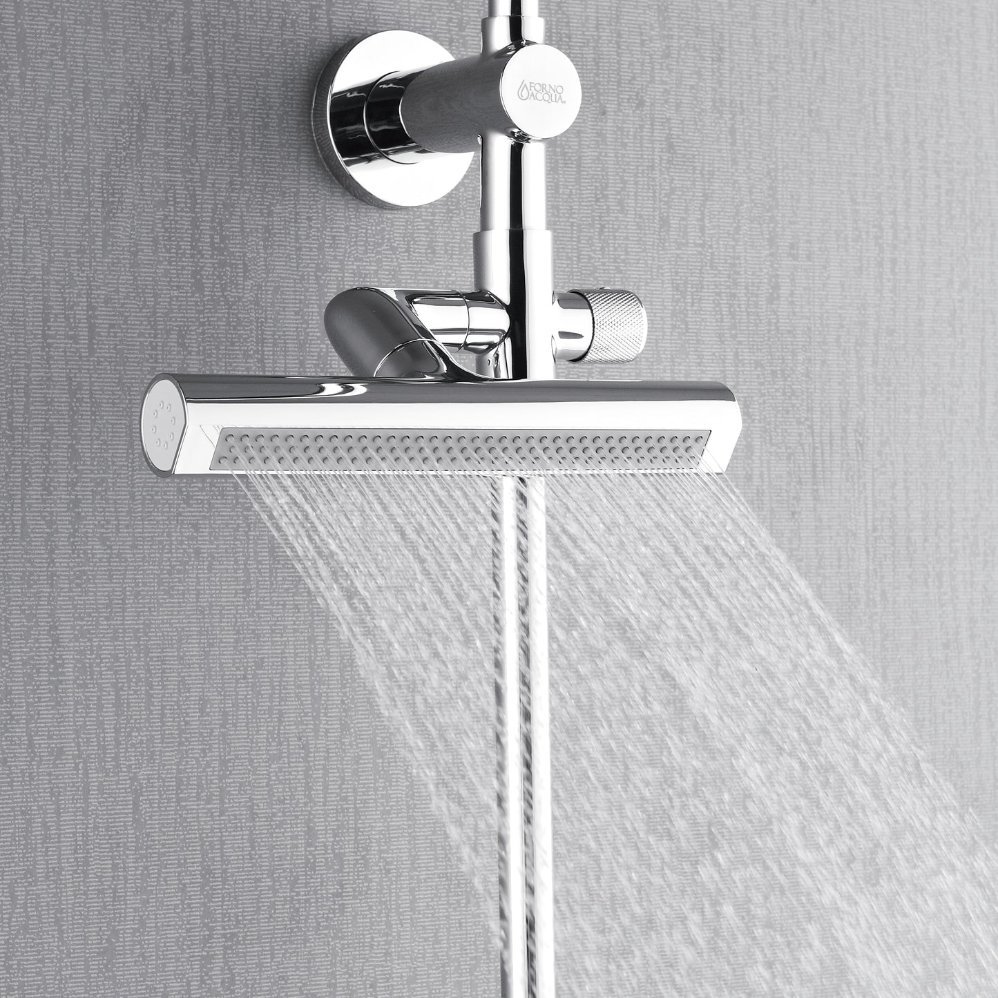 Forno Acqua AcquaFALL Shower, Polished Stainless Steel Finish, Overhead Rainfall Shower, 7 Way Diverter, Handheld Shower Head, Body Jets, 2.5 GPM Flow Rate