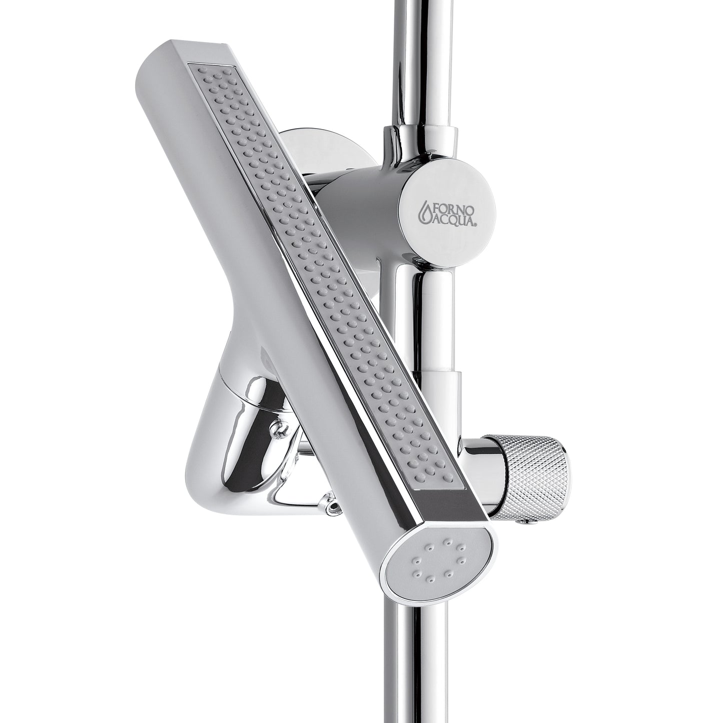 Forno Acqua AcquaFALL Shower, Polished Stainless Steel Finish, Overhead Rainfall Shower, 7 Way Diverter, Handheld Shower Head, Body Jets, 2.5 GPM Flow Rate