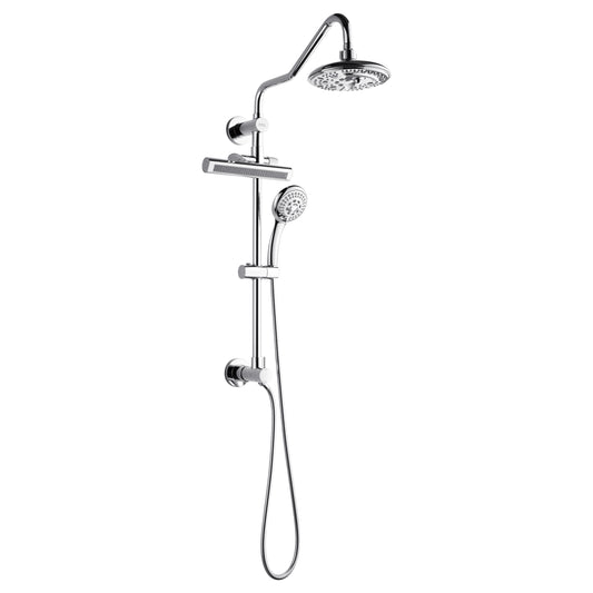 Forno Acqua AcquaFALL Shower, Polished Stainless Steel Finish, Overhead Rainfall Shower, 7 Way Diverter, Handheld Shower Head, Body Jets, 2.5 GPM Flow Rate