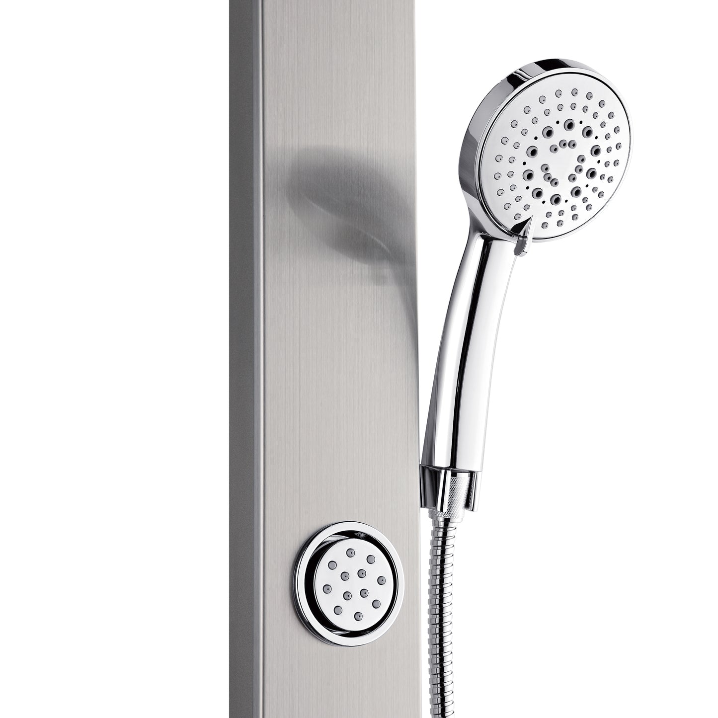 Forno Acqua AcquaSPA Shower Panel in Stainless Steel, Overhead Rainfall Shower, Handheld Shower Head, Body Jets, 6 Way Diverter, 2.5 GPM Flow Rate