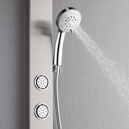 Forno Acqua AcquaSPA Shower Panel in Stainless Steel, Overhead Rainfall Shower, Handheld Shower Head, Body Jets, 1.8 GPM Flow Rate