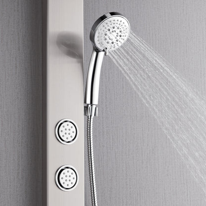 Forno Acqua AcquaSPA Shower Panel in Stainless Steel, Overhead Rainfall Shower, Handheld Shower Head, Body Jets, 6 Way Diverter, 2.5 GPM Flow Rate